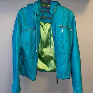 Jou Jou Blue Leather Jacket